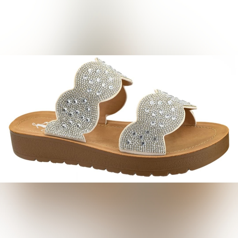 Corkys Cheers Beaches Women's Silver Embellished Rhinestone Sandals